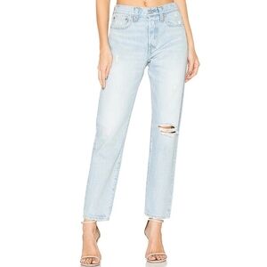 Revolve Levi's Wedgie Icon Straight Ankle Jeans Distressed Sz 25 In Desert Delta